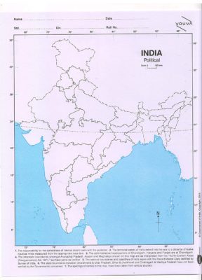 India Political Maps (Pack Of 100 Sheets) for Students - One Click Store